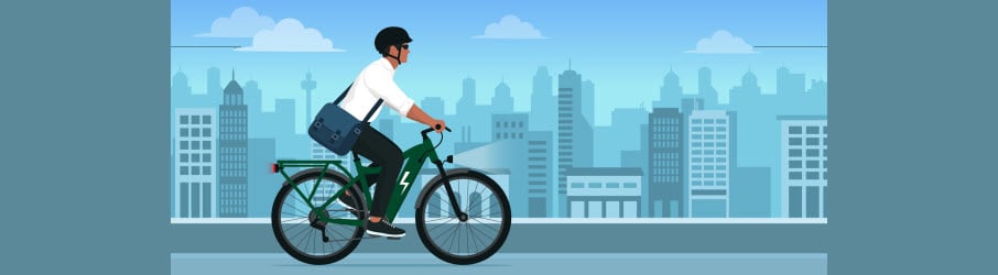 illustration of man on e-bike